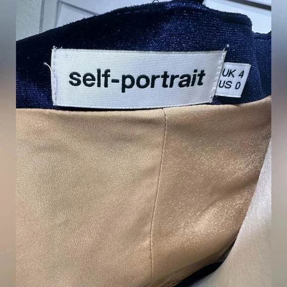 Self Portrait SZ 0 Blue Velvet Paneled Dress - Picture 8 of 14